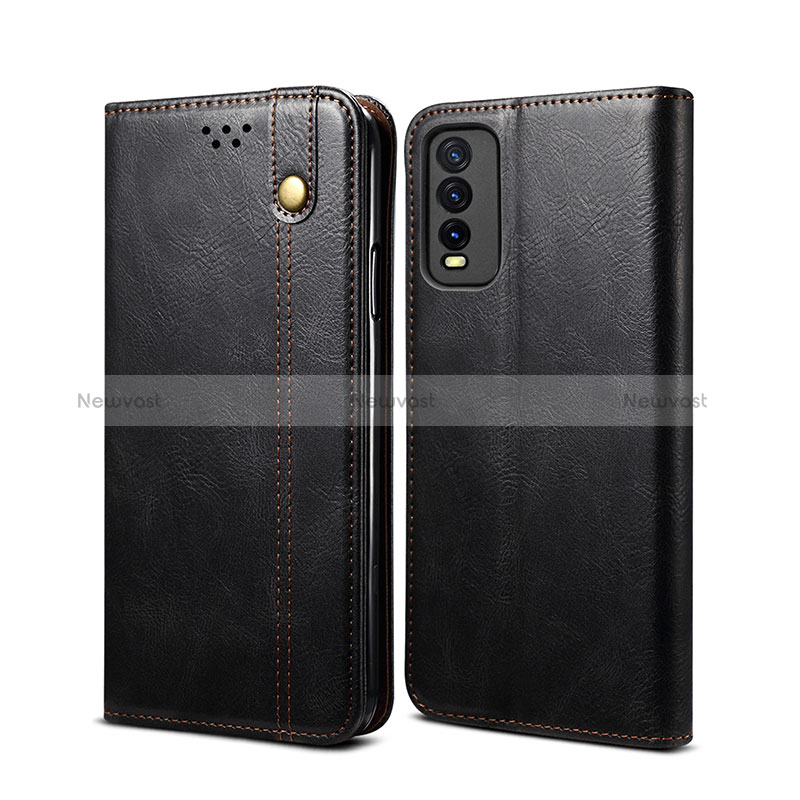 Leather Case Stands Flip Cover Holder B01S for Vivo Y30 Black