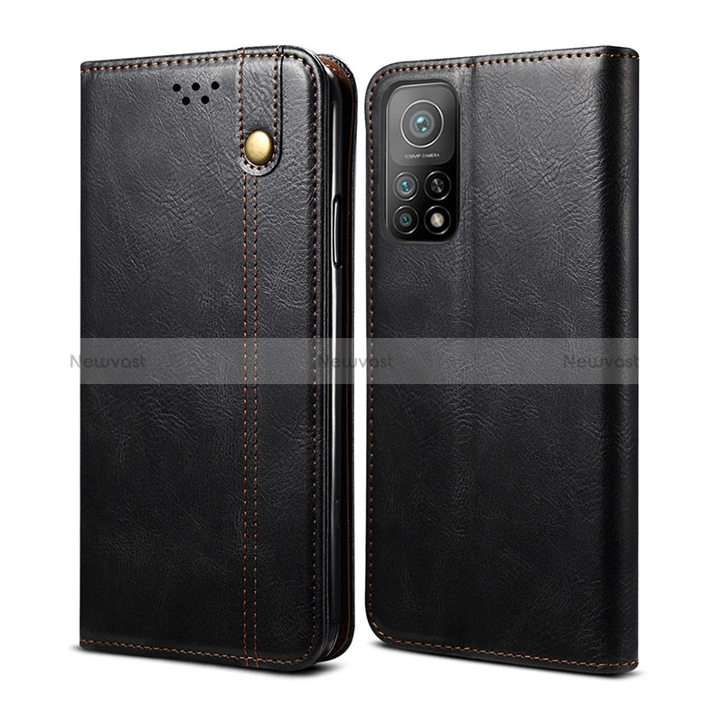 Leather Case Stands Flip Cover Holder B01S for Xiaomi Mi 10T Pro 5G Black