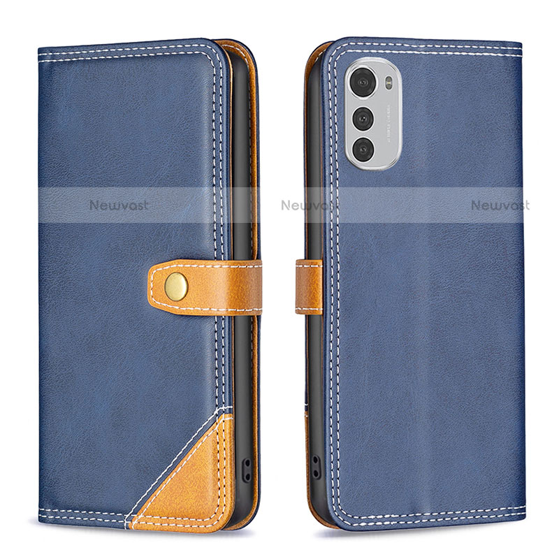 Leather Case Stands Flip Cover Holder B02F for Motorola Moto E32