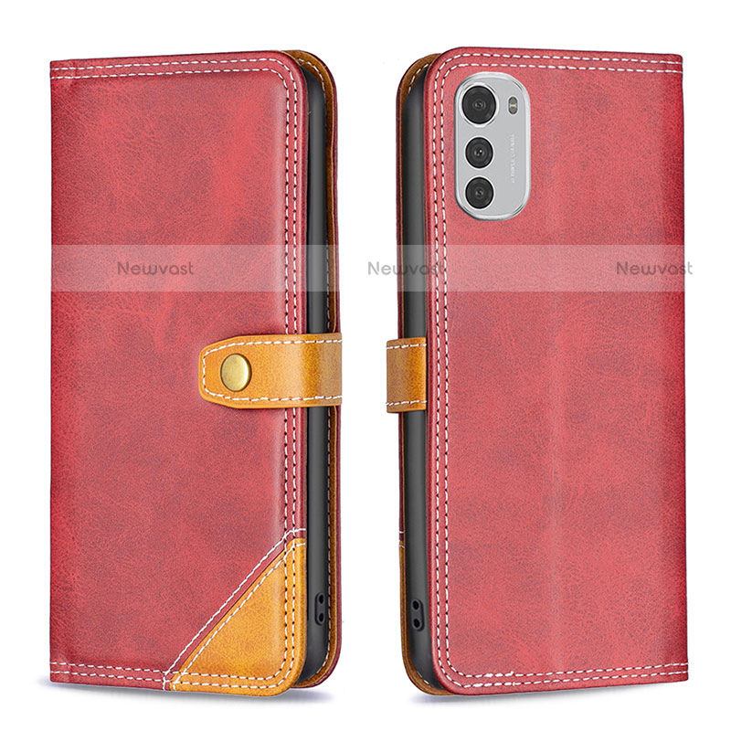 Leather Case Stands Flip Cover Holder B02F for Motorola Moto E32s