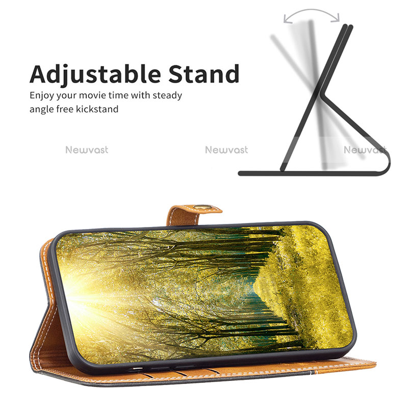 Leather Case Stands Flip Cover Holder B02F for Motorola Moto E40