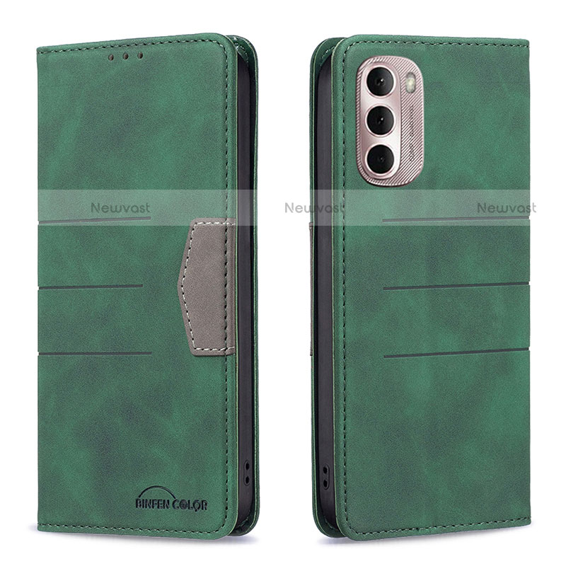 Leather Case Stands Flip Cover Holder B02F for Motorola Moto G Stylus (2022) 4G Green