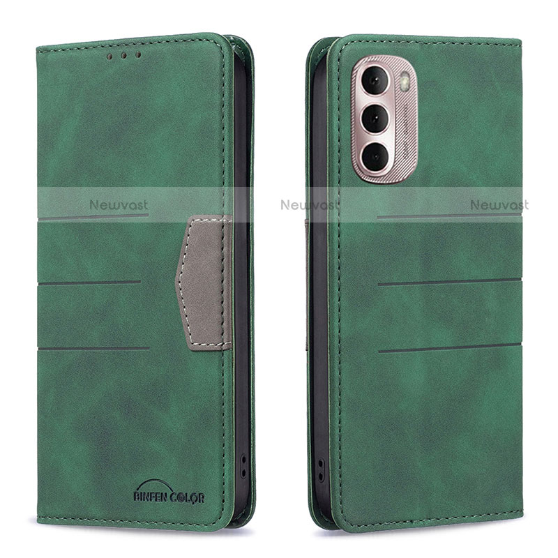 Leather Case Stands Flip Cover Holder B02F for Motorola Moto G Stylus (2022) 5G Green