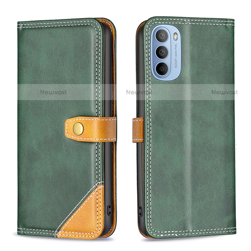 Leather Case Stands Flip Cover Holder B02F for Motorola Moto G31