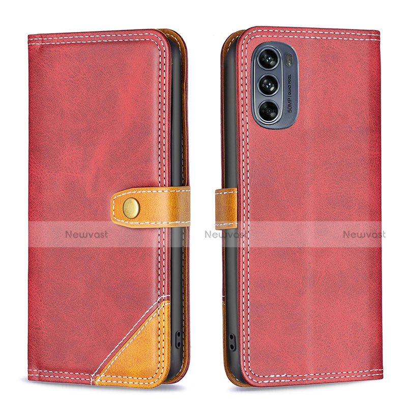 Leather Case Stands Flip Cover Holder B02F for Motorola Moto G62 5G