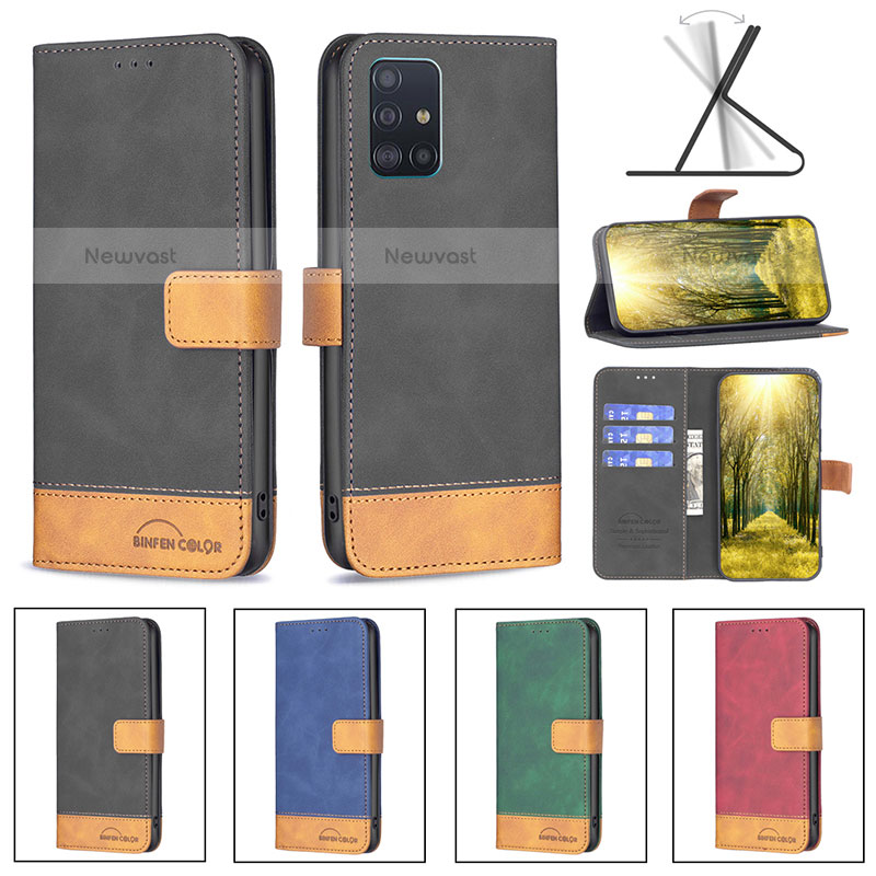 Leather Case Stands Flip Cover Holder B02F for Samsung Galaxy A51 4G