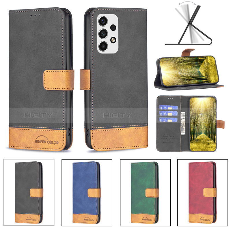 Leather Case Stands Flip Cover Holder B02F for Samsung Galaxy A53 5G