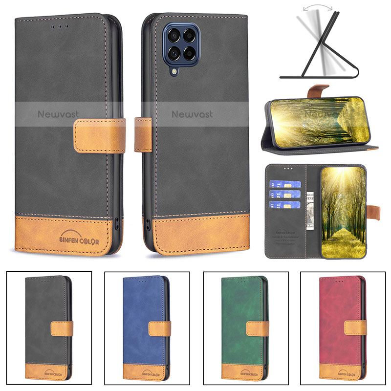 Leather Case Stands Flip Cover Holder B02F for Samsung Galaxy M53 5G