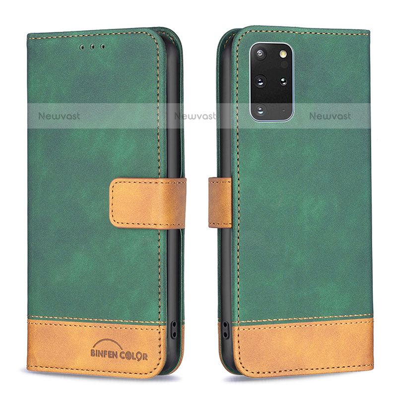 Leather Case Stands Flip Cover Holder B02F for Samsung Galaxy S20 Plus Green