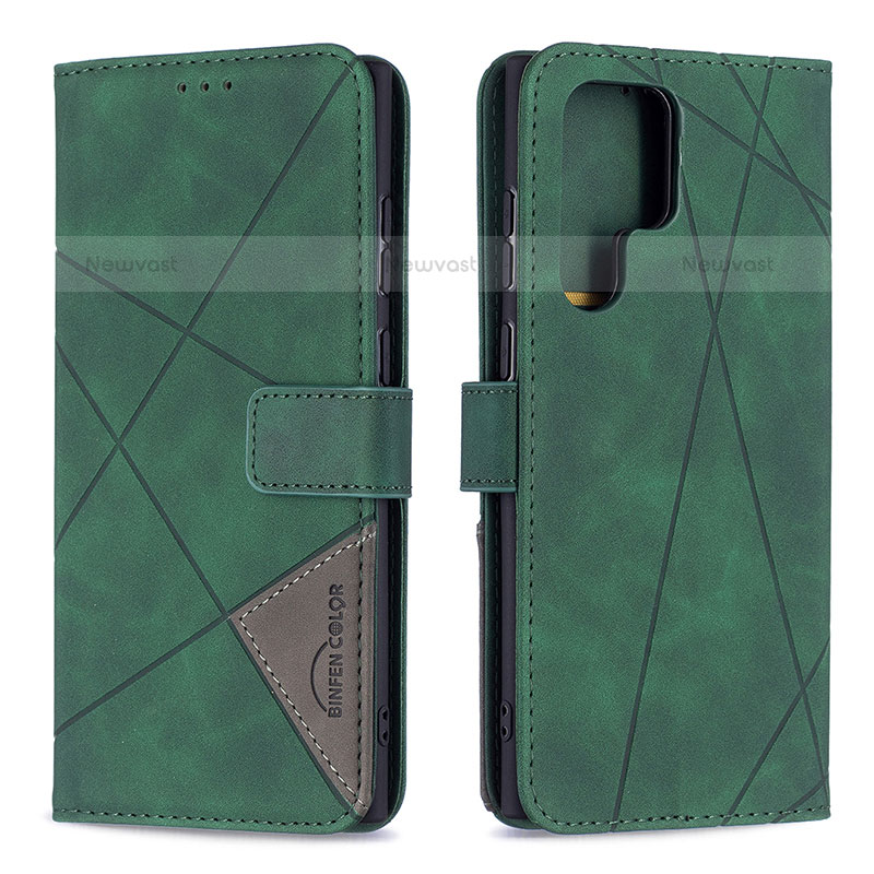 Leather Case Stands Flip Cover Holder B02F for Samsung Galaxy S23 Ultra 5G Green