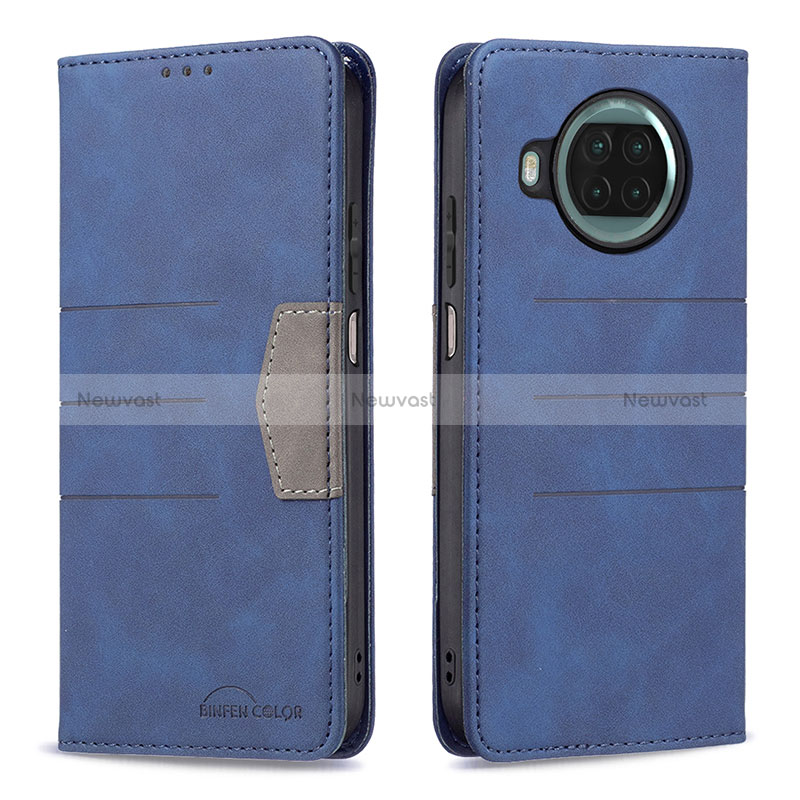 Leather Case Stands Flip Cover Holder B02F for Xiaomi Mi 10i 5G Blue