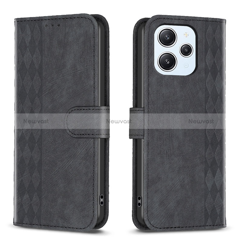 Leather Case Stands Flip Cover Holder B02F for Xiaomi Redmi 12 4G