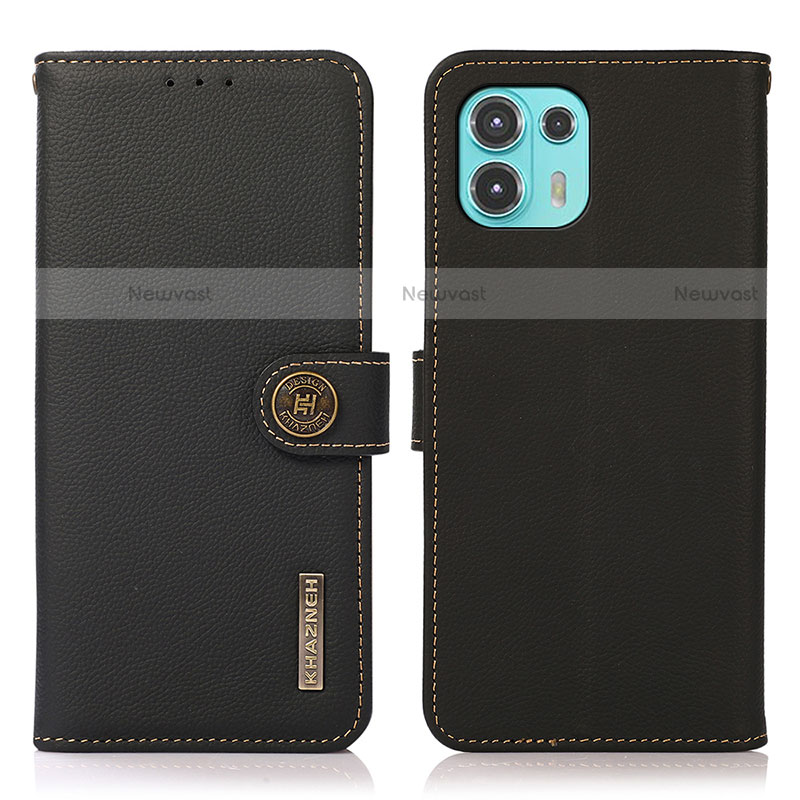 Leather Case Stands Flip Cover Holder B02H for Motorola Moto Edge 20 Lite 5G Black