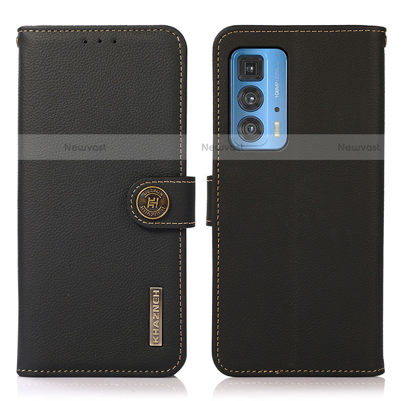 Leather Case Stands Flip Cover Holder B02H for Motorola Moto Edge 20 Pro 5G Black