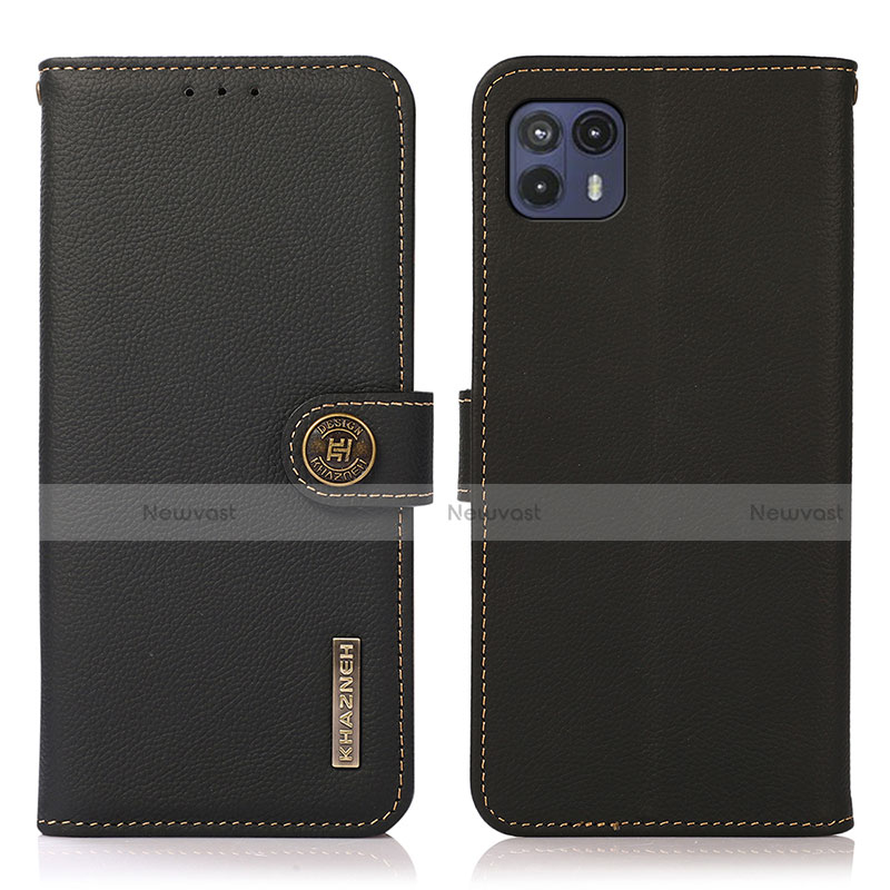 Leather Case Stands Flip Cover Holder B02H for Motorola Moto G50 5G Black