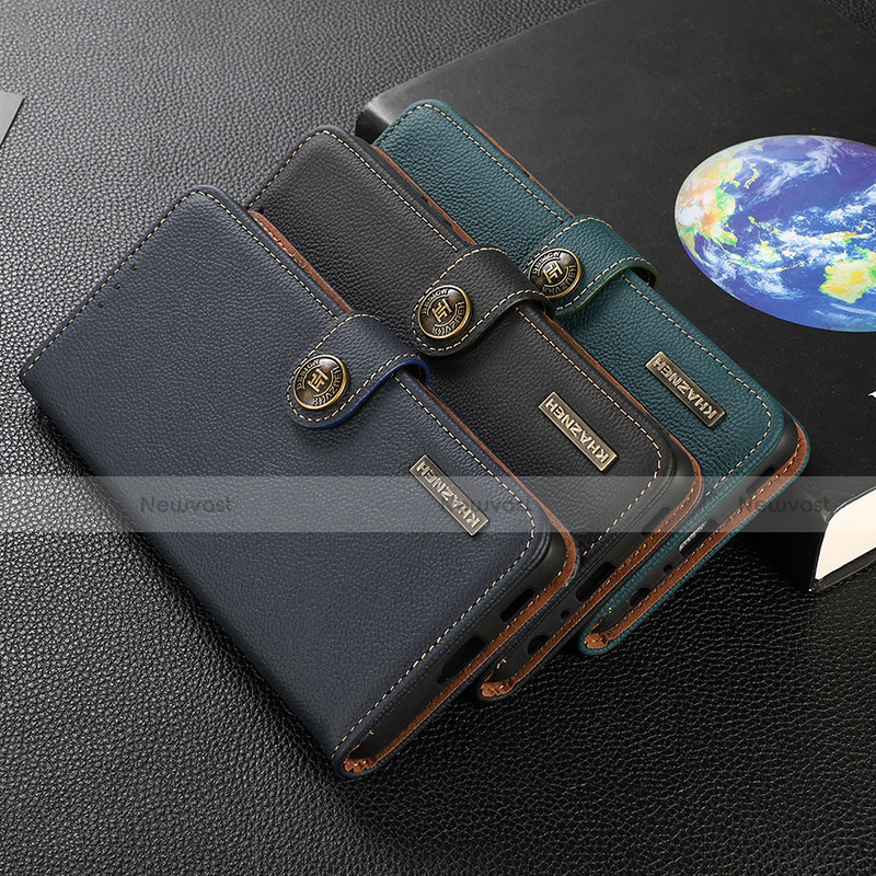 Leather Case Stands Flip Cover Holder B02H for Motorola Moto G60
