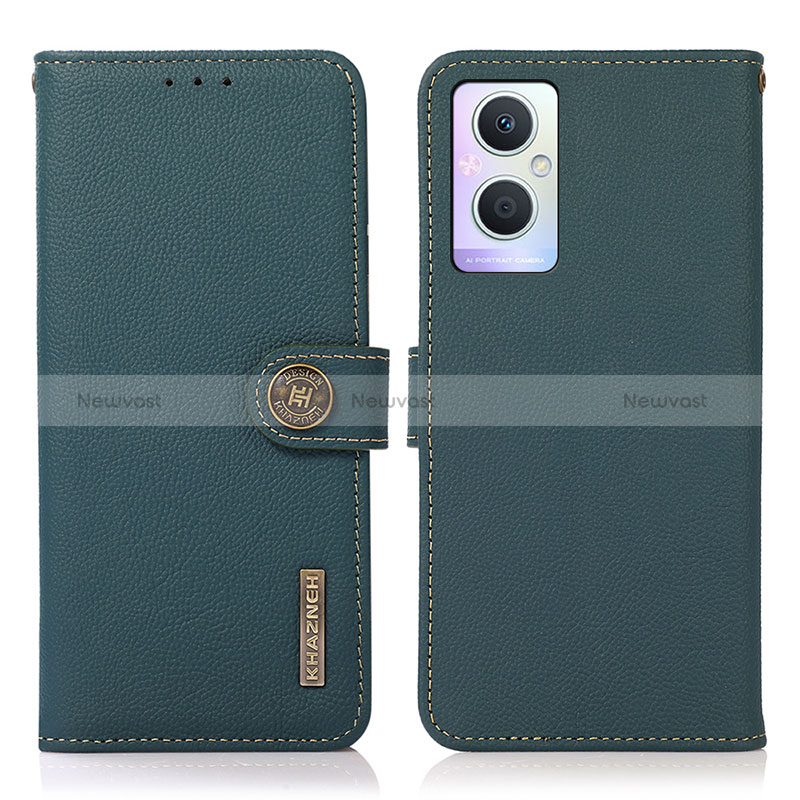Leather Case Stands Flip Cover Holder B02H for Oppo Reno7 Z 5G Green