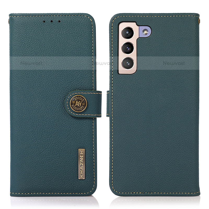 Leather Case Stands Flip Cover Holder B02H for Samsung Galaxy S21 FE 5G Green