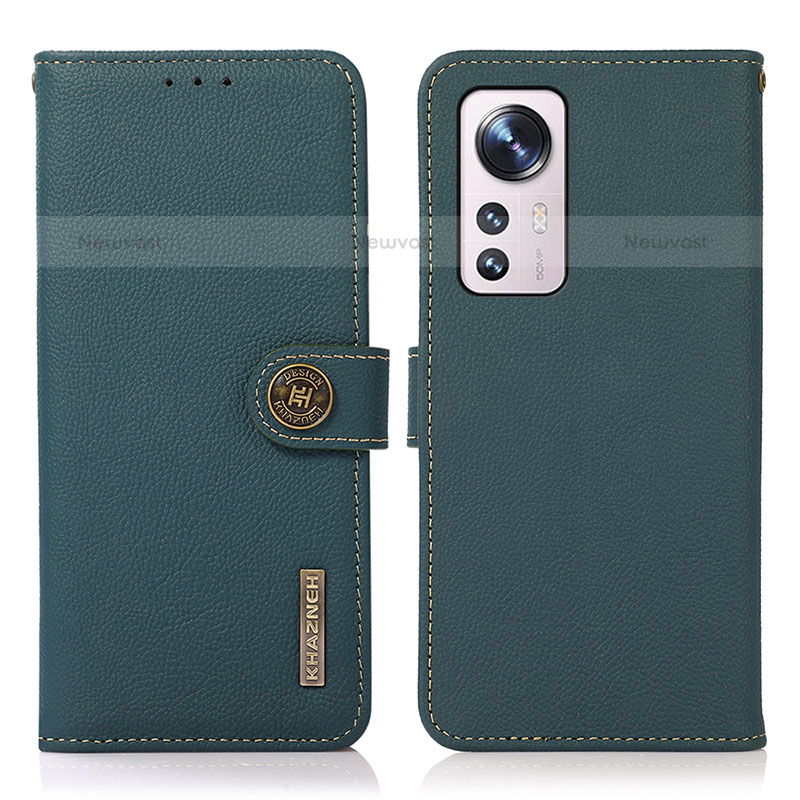 Leather Case Stands Flip Cover Holder B02H for Xiaomi Mi 12 Pro 5G Green