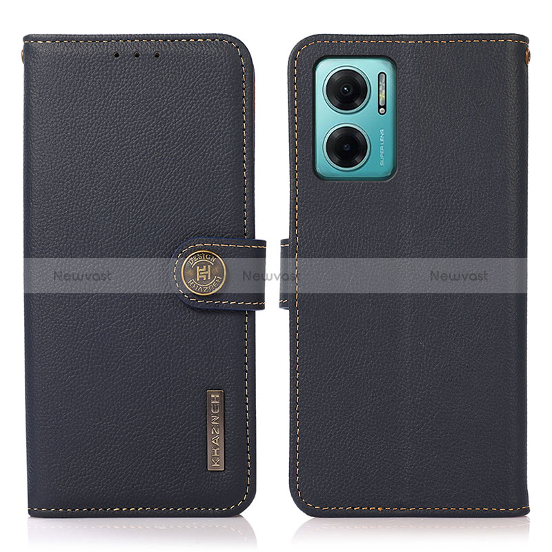 Leather Case Stands Flip Cover Holder B02H for Xiaomi Redmi Note 11E 5G Blue