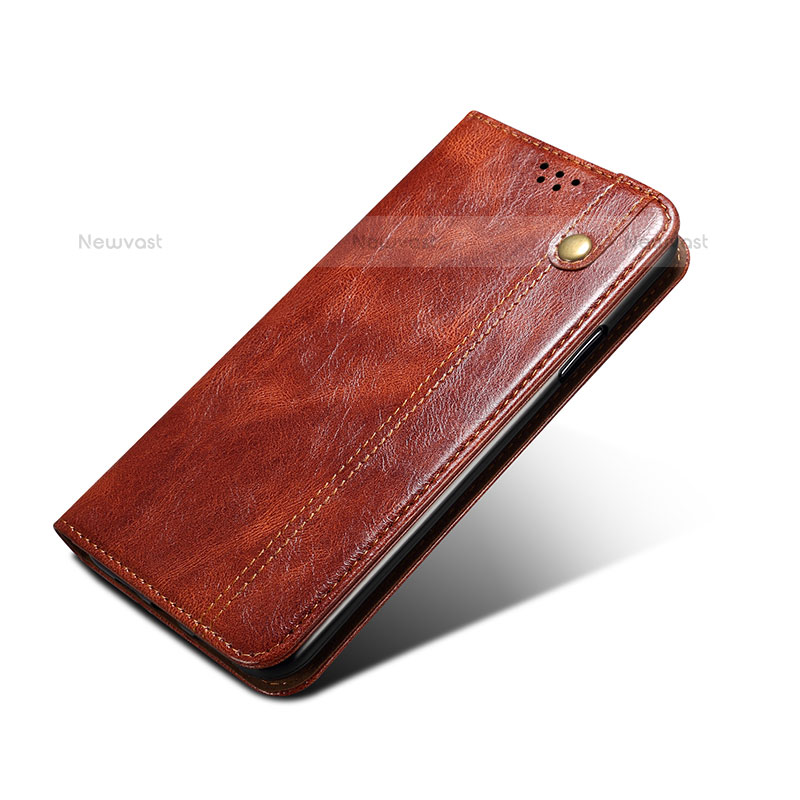 Leather Case Stands Flip Cover Holder B02S for Nothing Phone 1 Brown