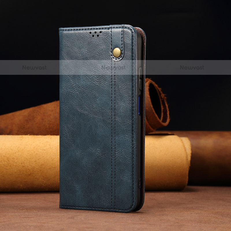 Leather Case Stands Flip Cover Holder B02S for Samsung Galaxy M42 5G Blue