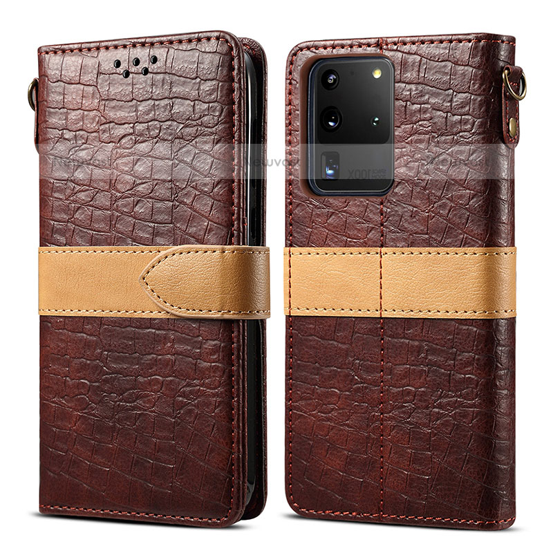 Leather Case Stands Flip Cover Holder B02S for Samsung Galaxy S20 Ultra 5G