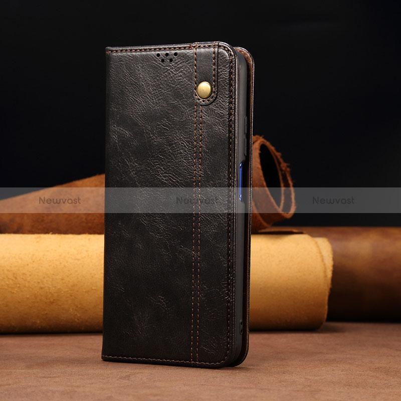 Leather Case Stands Flip Cover Holder B02S for Xiaomi Redmi 10C 4G Black