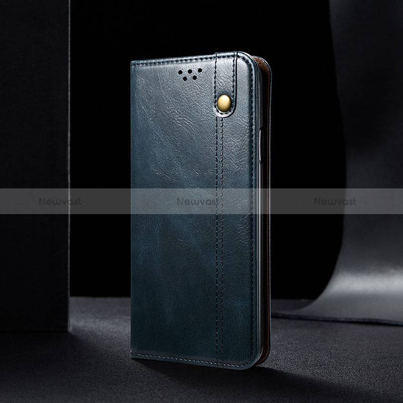 Leather Case Stands Flip Cover Holder B02S for Xiaomi Redmi 9T 4G Blue