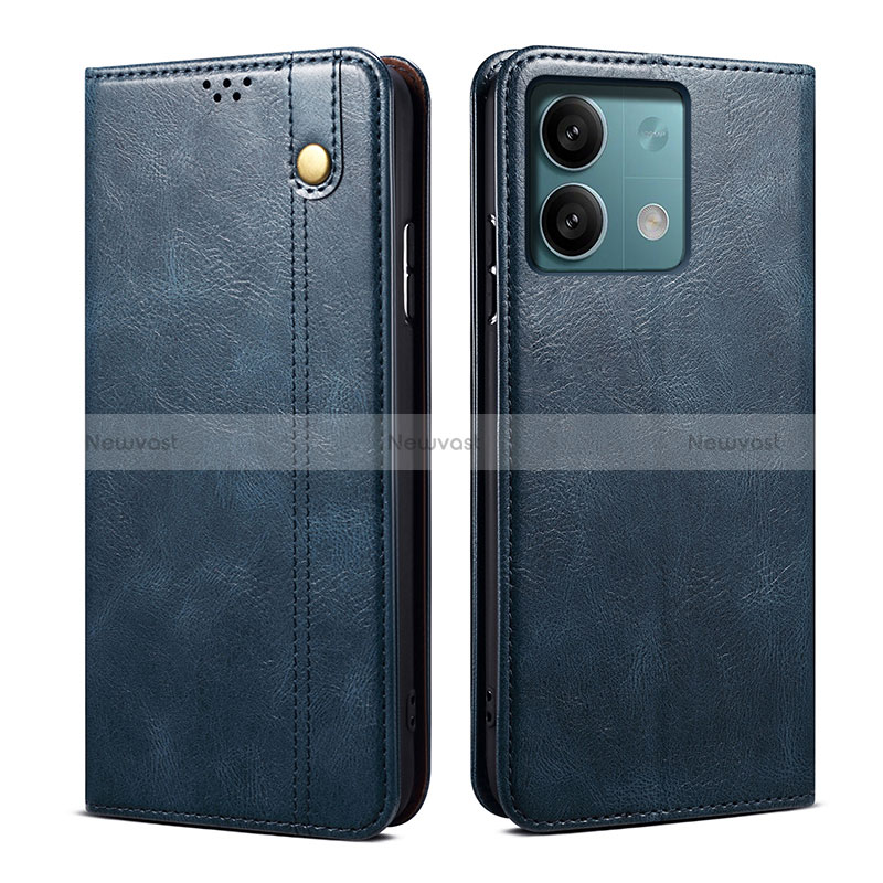 Leather Case Stands Flip Cover Holder B02S for Xiaomi Redmi Note 13 Pro 5G Blue