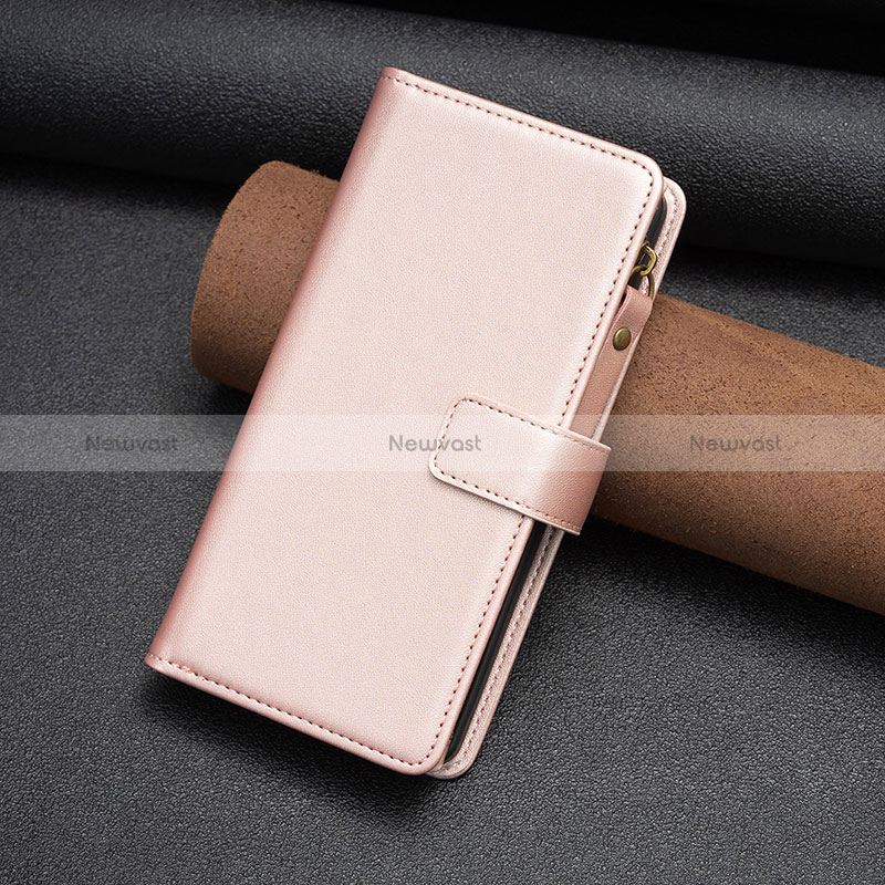 Leather Case Stands Flip Cover Holder B03F for Nokia C22 Rose Gold