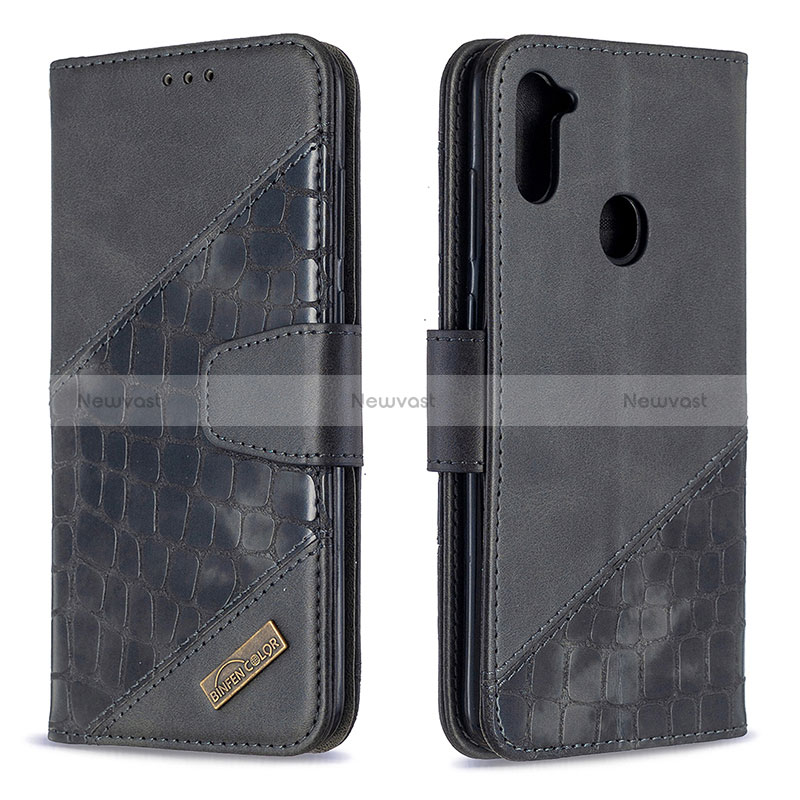 Leather Case Stands Flip Cover Holder B03F for Samsung Galaxy A11