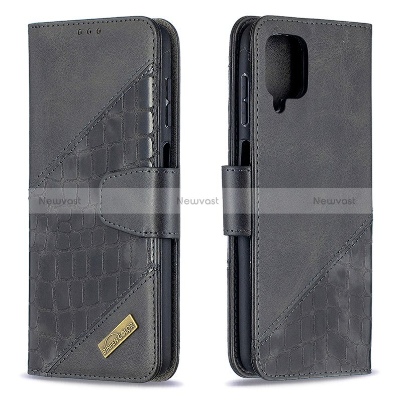 Leather Case Stands Flip Cover Holder B03F for Samsung Galaxy A12 Nacho