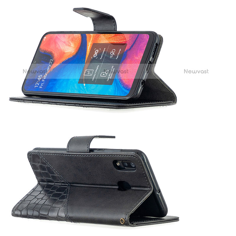 Leather Case Stands Flip Cover Holder B03F for Samsung Galaxy A20