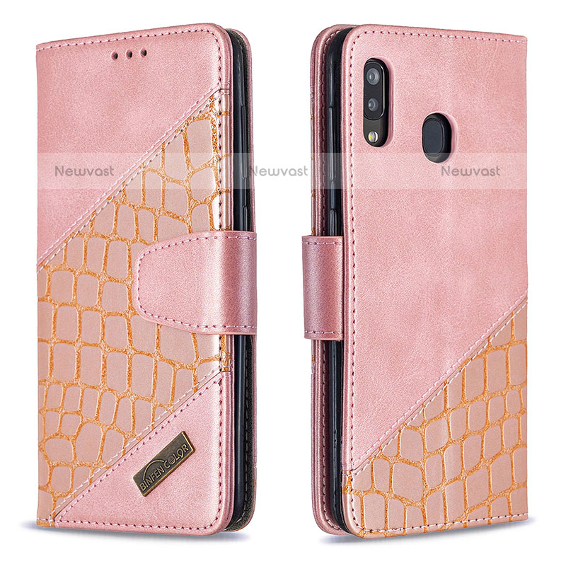 Leather Case Stands Flip Cover Holder B03F for Samsung Galaxy A20