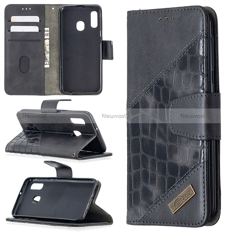 Leather Case Stands Flip Cover Holder B03F for Samsung Galaxy A20e