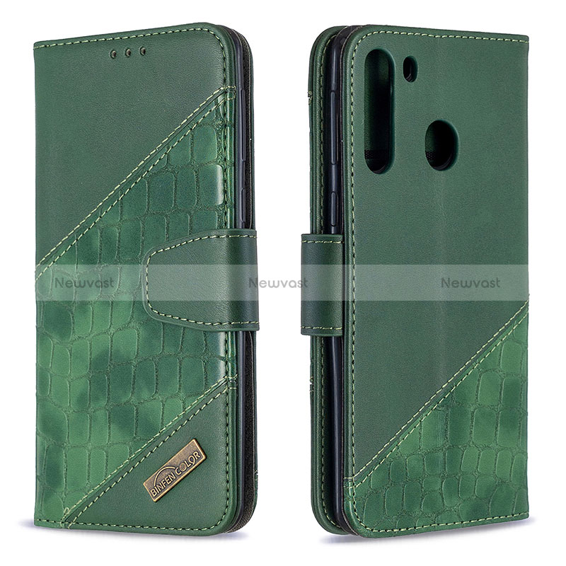 Leather Case Stands Flip Cover Holder B03F for Samsung Galaxy A21