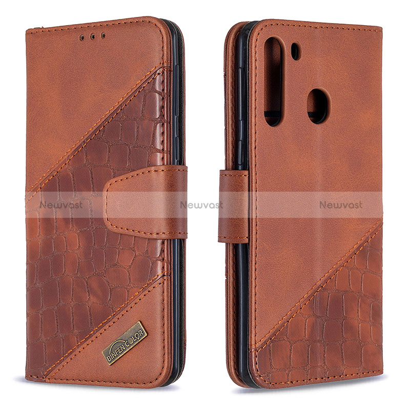 Leather Case Stands Flip Cover Holder B03F for Samsung Galaxy A21
