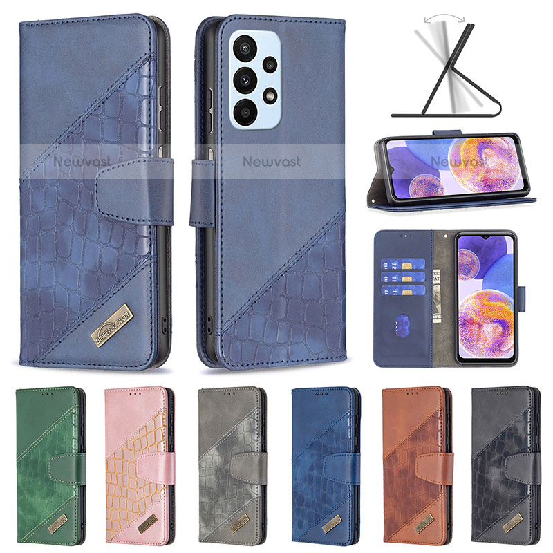 Leather Case Stands Flip Cover Holder B03F for Samsung Galaxy A23 5G