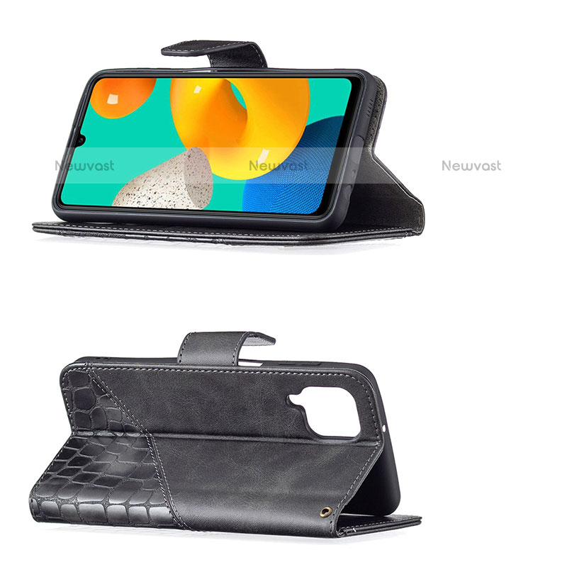 Leather Case Stands Flip Cover Holder B03F for Samsung Galaxy M32 4G