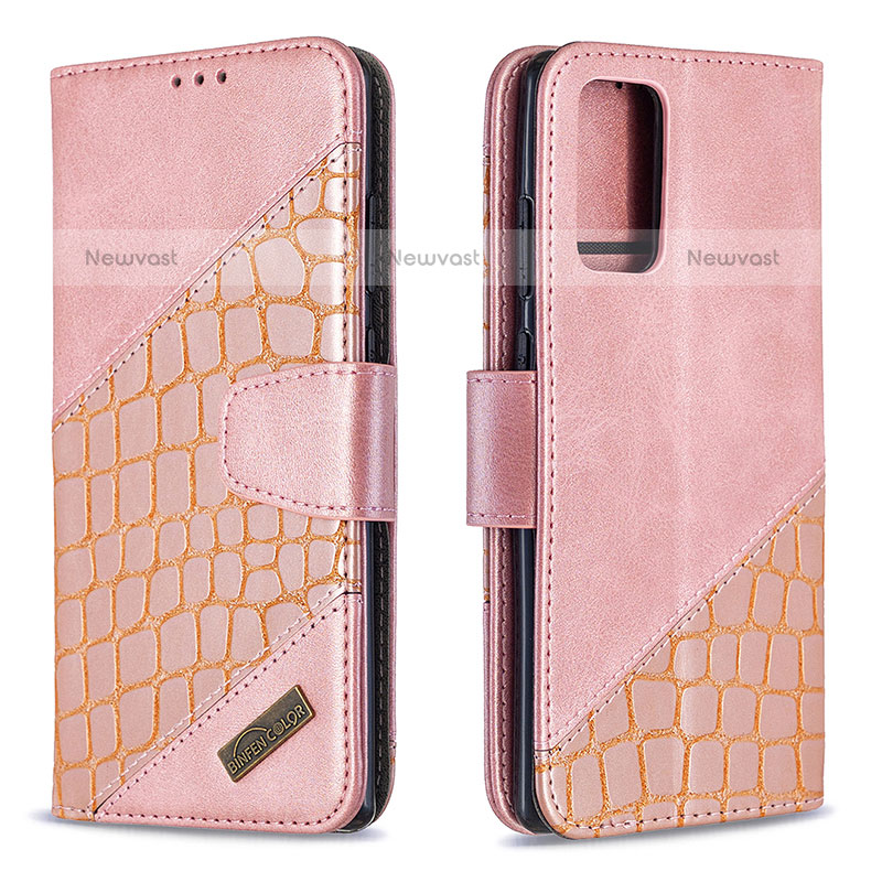 Leather Case Stands Flip Cover Holder B03F for Samsung Galaxy Note 20 5G Rose Gold