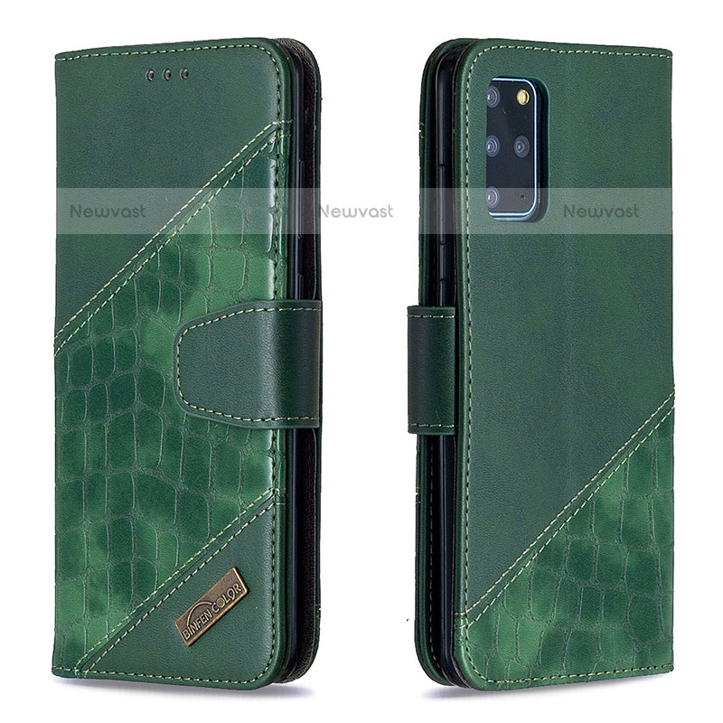 Leather Case Stands Flip Cover Holder B03F for Samsung Galaxy S20 Plus 5G Green