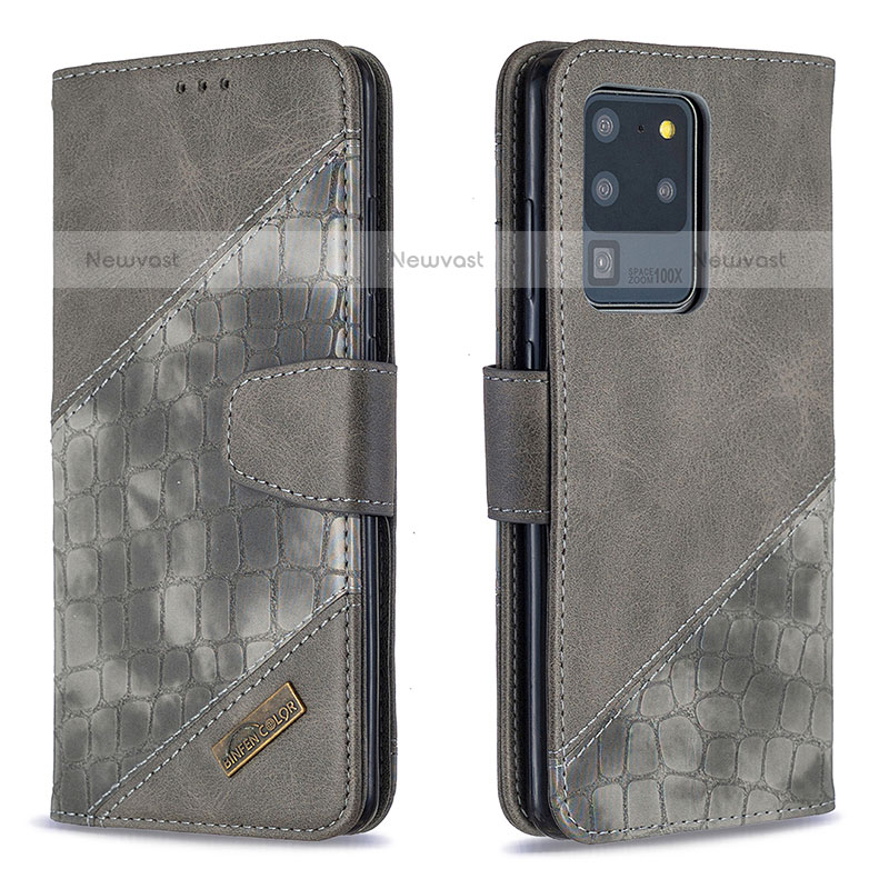 Leather Case Stands Flip Cover Holder B03F for Samsung Galaxy S20 Ultra 5G