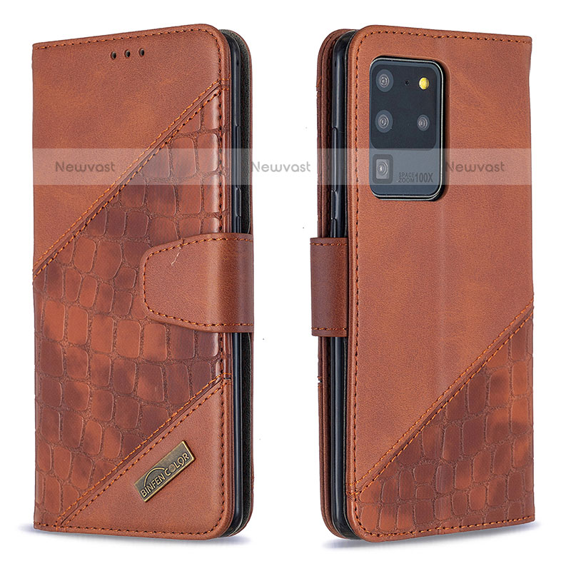 Leather Case Stands Flip Cover Holder B03F for Samsung Galaxy S20 Ultra 5G