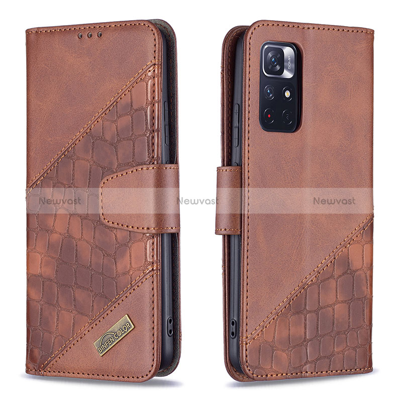 Leather Case Stands Flip Cover Holder B03F for Xiaomi Poco M4 Pro 5G