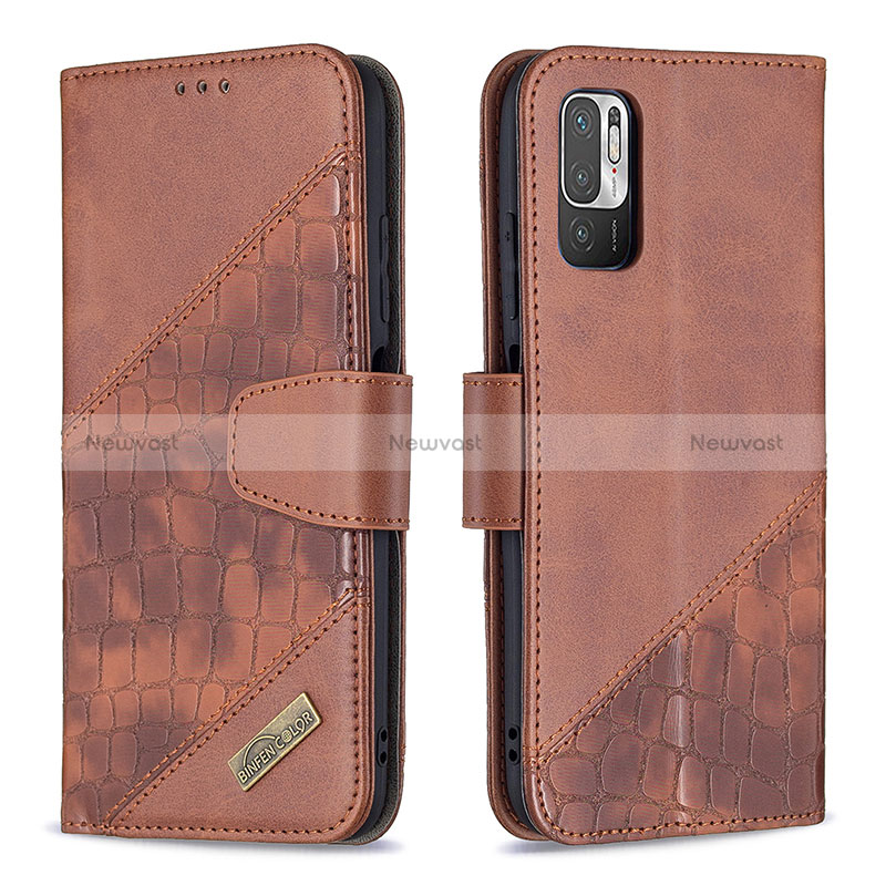 Leather Case Stands Flip Cover Holder B03F for Xiaomi Redmi Note 10T 5G