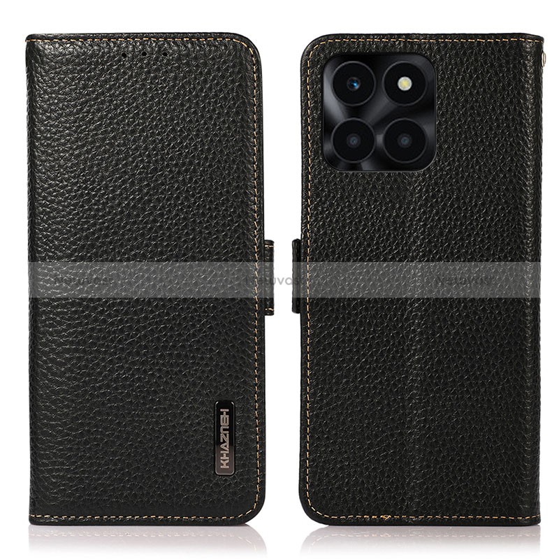 Leather Case Stands Flip Cover Holder B03H for Huawei Honor X6a Black