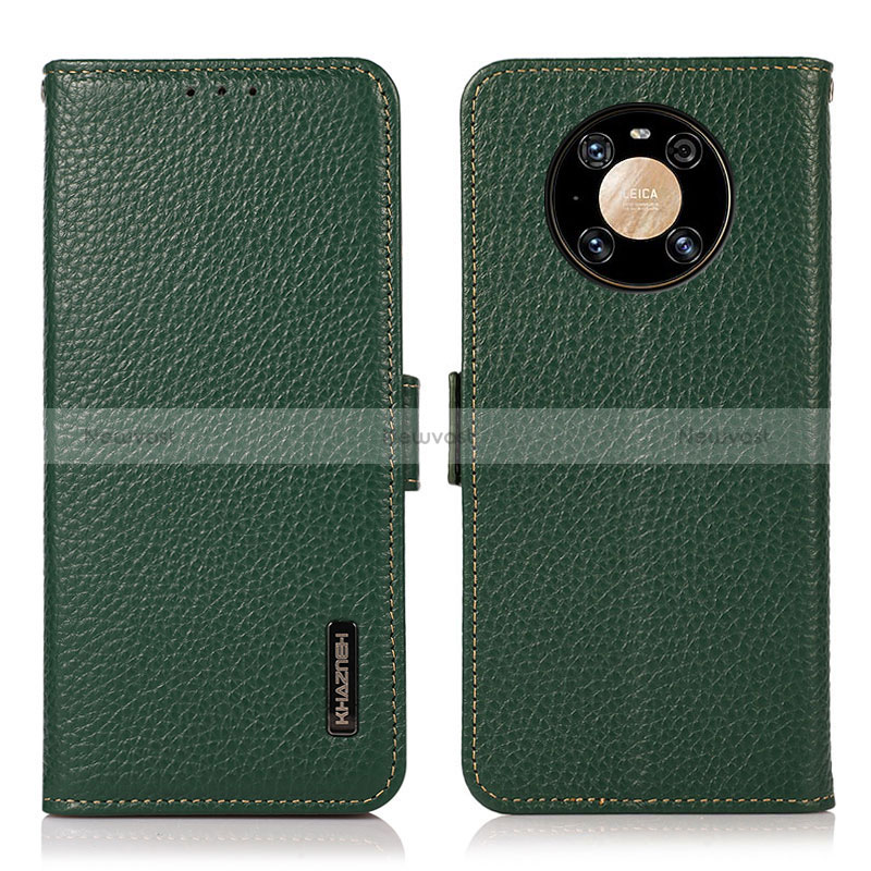 Leather Case Stands Flip Cover Holder B03H for Huawei Mate 40 Pro Green