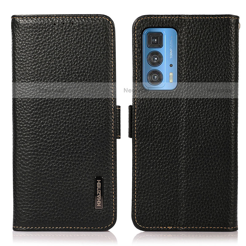 Leather Case Stands Flip Cover Holder B03H for Motorola Moto Edge 20 Pro 5G Black