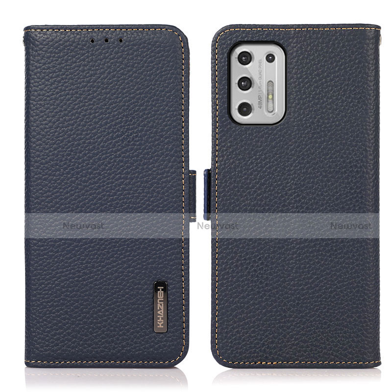 Leather Case Stands Flip Cover Holder B03H for Motorola Moto G Stylus (2021) Blue